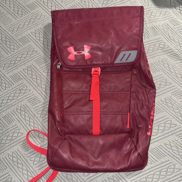 Under Armour UA Storm Tech Backpack Maroon Red SACKPACK UNISEX WATER RESISTANT - Picture 1 of 5
